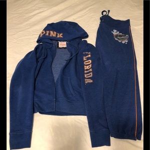 VS PINK FLORIDA GATORS HOODIE AND SWEATPANTS